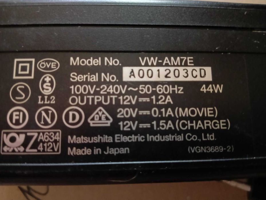 Видео АС Адаптер Panasonic VW-AM7E для видеокамеры Panasonic