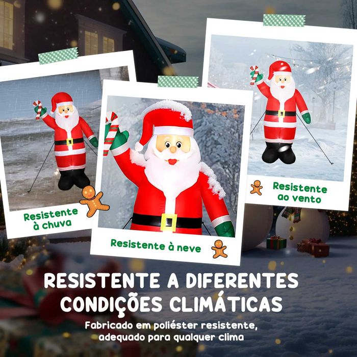 Pai Natal Insuflável 240 cm com Bastão Luzes LED