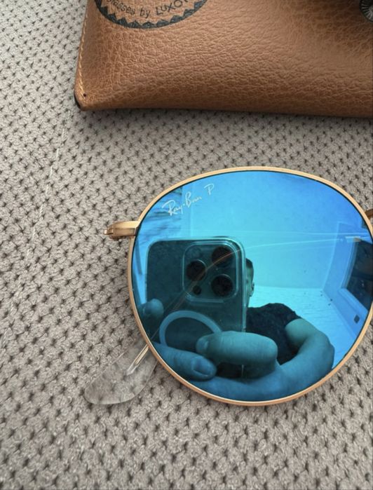 Okulary Ray-Ban RB 3447 Round Metal polaryzacja  plus lustrzanki