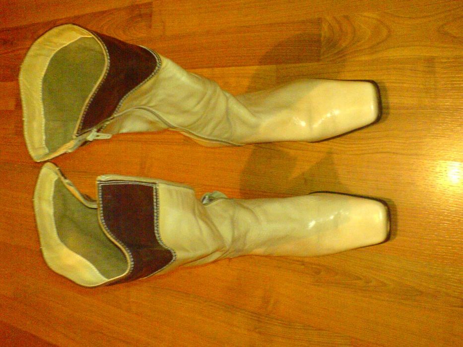 Buty Kozaki Skóra jasny Beż Roz. 39 lekko ocieplone NOWE NIEUŻYWANE