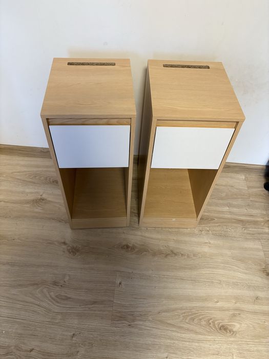 Dwoe nocne szafki brazowo- białe usb