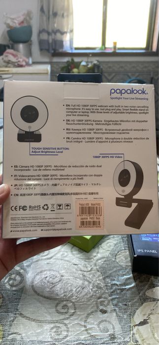 Camara Papalook Web cam modelo Pa552 com anel luminoso e microfone