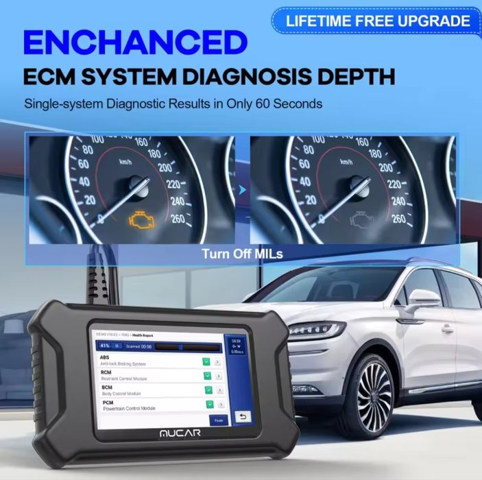 Máquina diagnóstico auto Mucar cs90 28 reset de serviços e diagnóstico