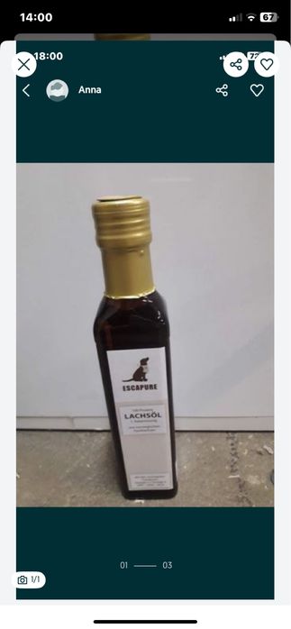 Olej z łososia dla psa tłoczony na zimno 250 ml