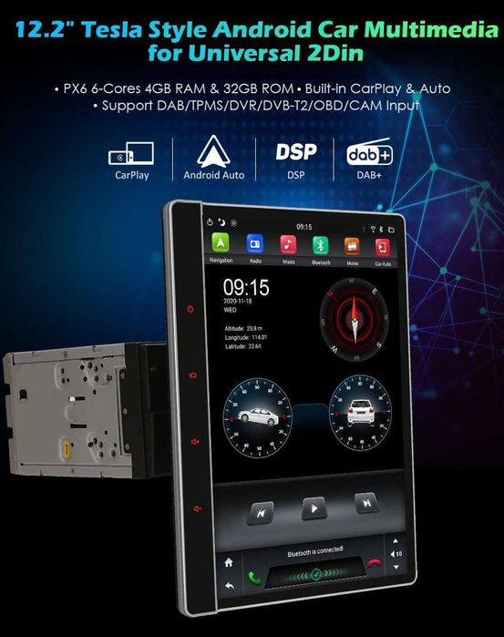 Auto-rádio Universal 12.2" Tesla Style Android 14
