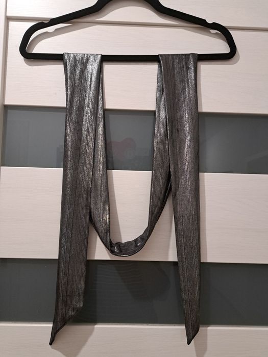 Pasek,szarfa srebrno -szara.