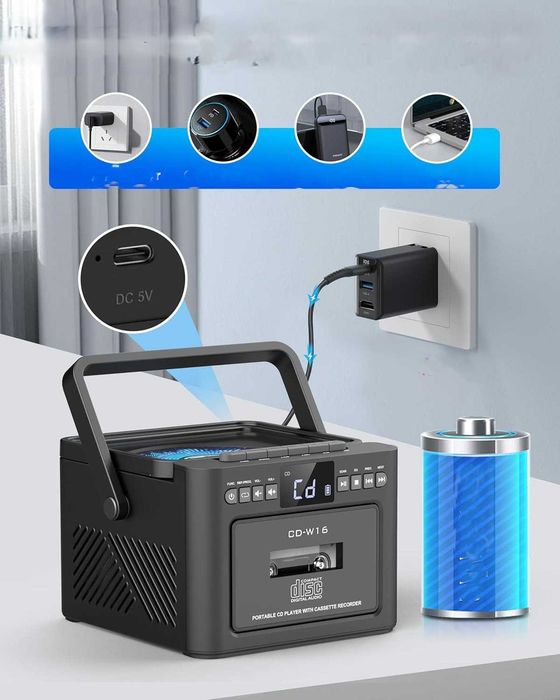 Boombox CD kasety Bluetooth radio FM USB AUX