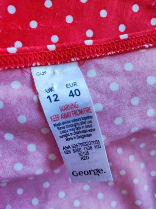 Takini i majtki 40/42 czerwone w kropeczki George