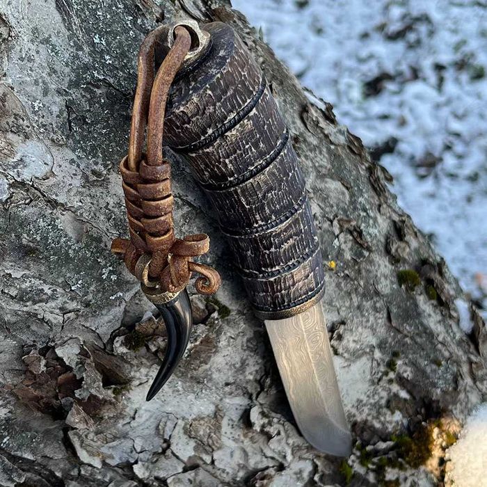 Авторский подарочный нож, дамасская сталь, рог лося