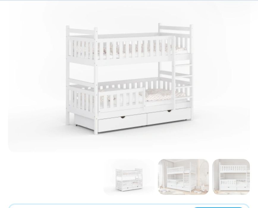 Łóżko piętrowe z szufladami i dodatkowym łóżkiem