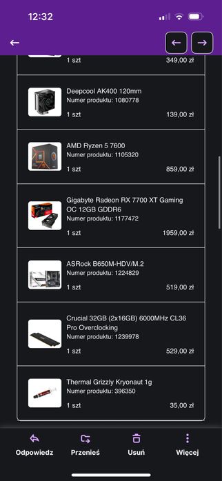 Komputer 7700xt 12gb 32 gb ramu