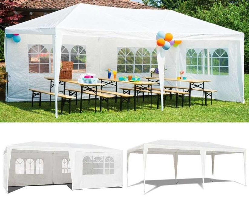 NAMIOT / PAWILON ogrodowy imprezowy 3x6m - 6 ścianek - BIAŁY
