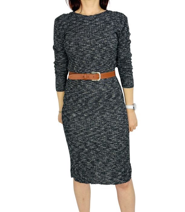 Szara dzianinowa sukienka midi M 38