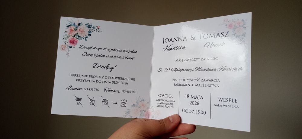 Zaproszenie na ślub otwierane