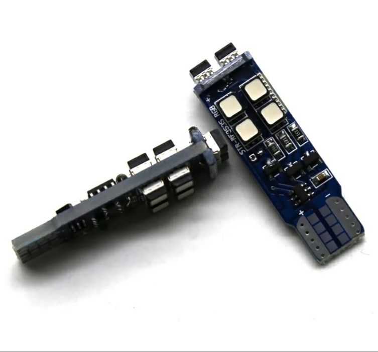 Светодиодные лампы габаритов RGB LED T10 W5W пульт 12 цвет+бел +строб