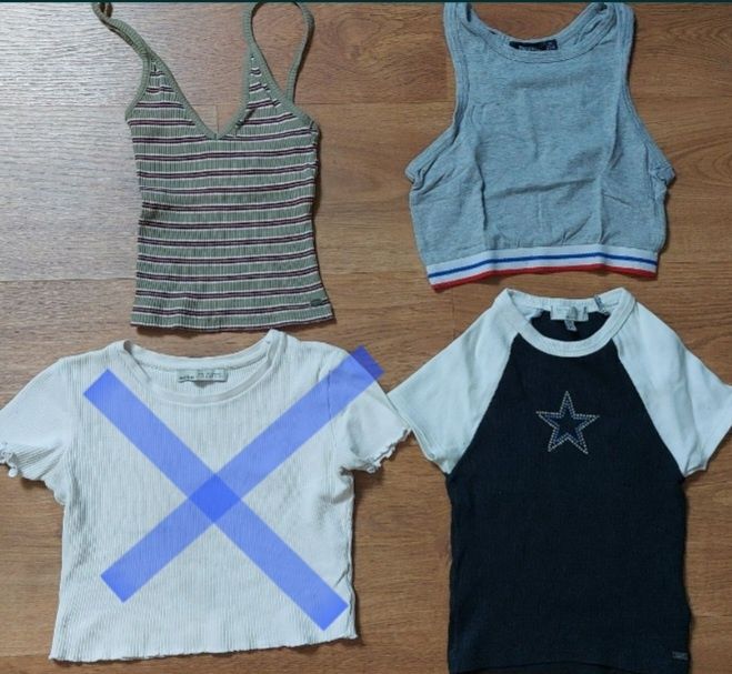 Conjunto de tshirts e tops tamanho XS ou 112 / 13 anos