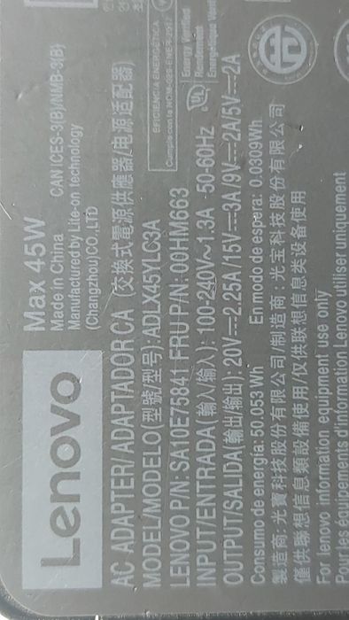 Carregador Oficial Lenovo 45W