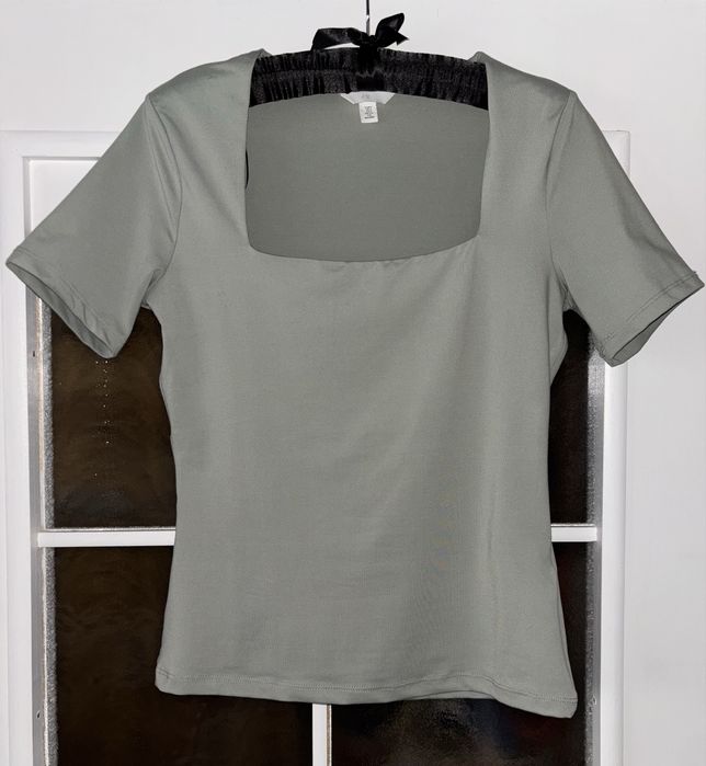 Koszulka z mikrofibry z krótkim rękawem szałwiowa zielona S H&M