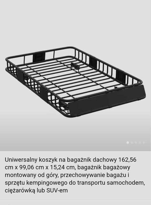 Bagażnik dachowy, kosz dachowy 162x99x15