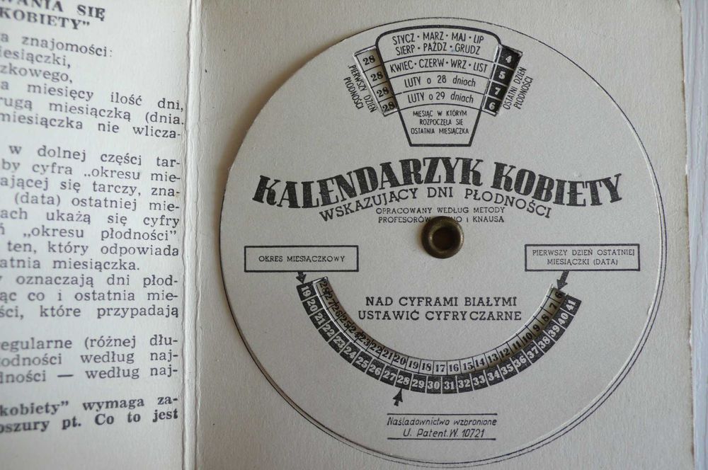 Kalendarzyk płodności PRL 1957 r. dr. R. Pumpiański