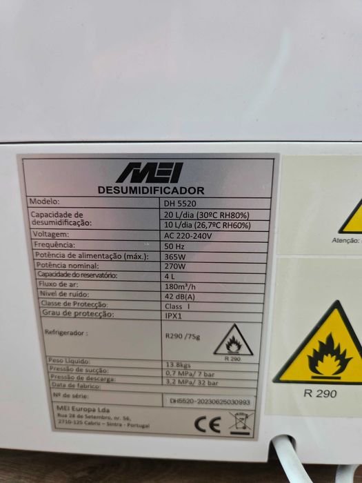 Desumidificador 20L MEI DH 5520