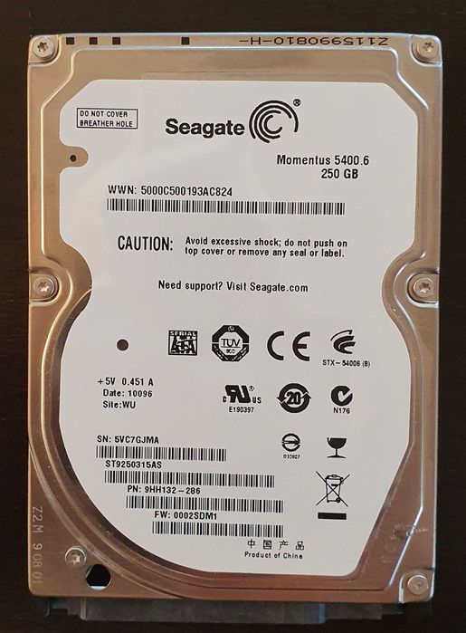 Disco Seagate 2.5 250GB