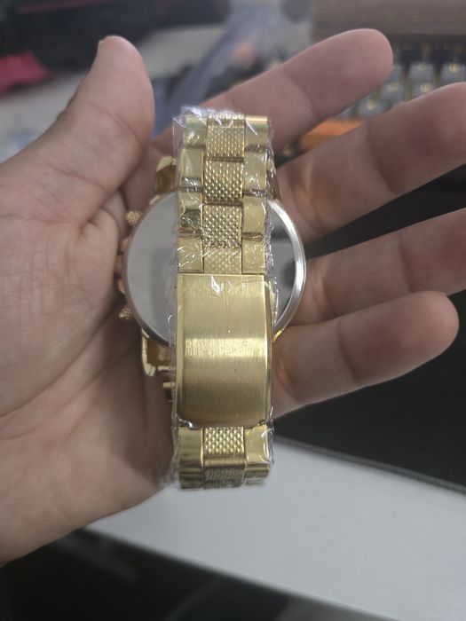 Relógio unissexo Geneva dourado e azul
