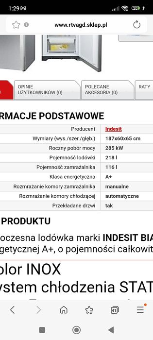 Lodówka Indesit sprawna