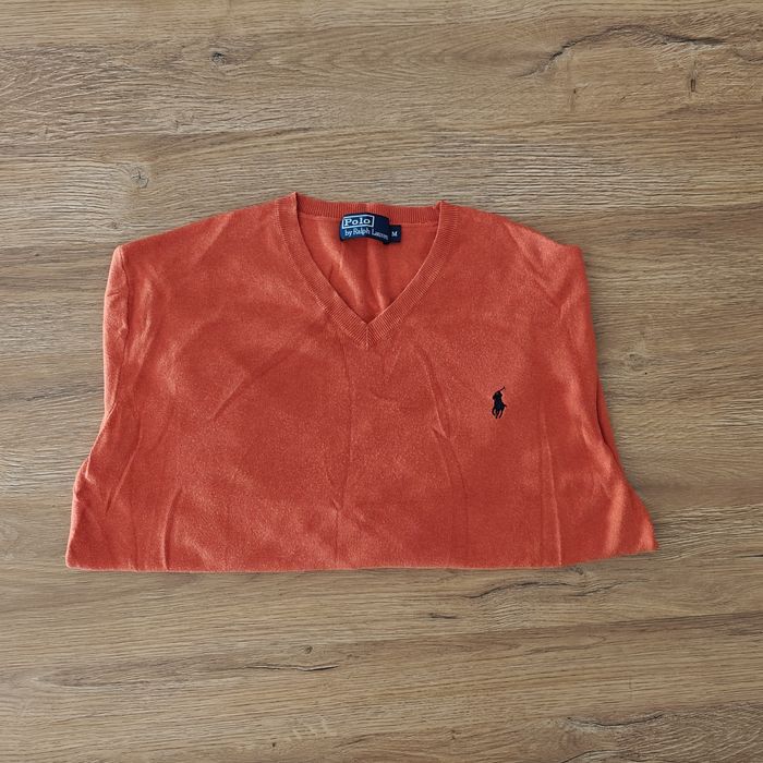 Sweterek sweter męski w serek V bawełna bawełniany Polo Ralph Lauren M