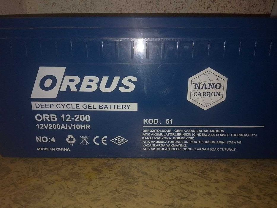 Гелевий акумулятор Orbus ORB 12-200 (12V 200Ah) Nano Carbon GEL