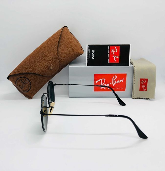 Солнцезащитные круглые очки Ray Ban Round Metal 3447 Black 54мм стекло