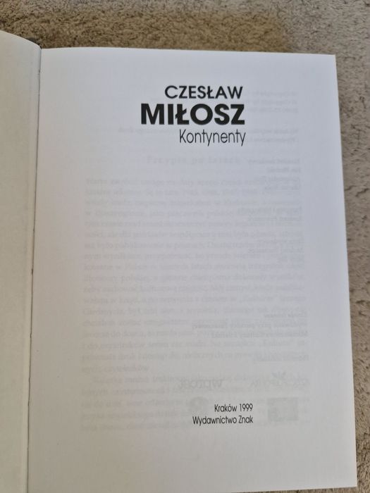 Kontynenty, Cz.Miłosz