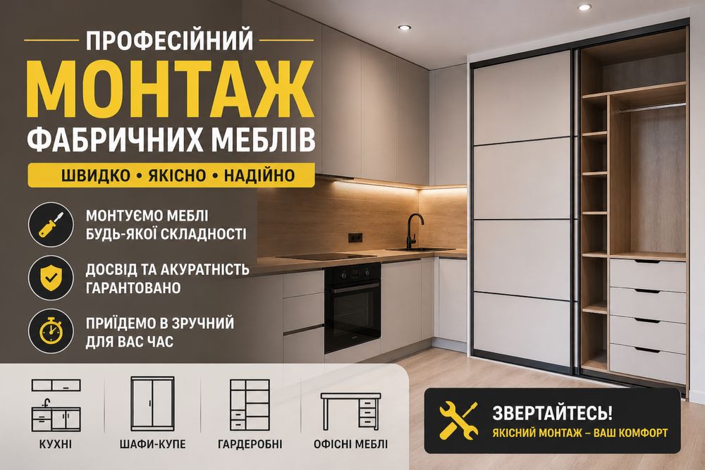 Надаємо послуги по монтажу меблів  у Львові
