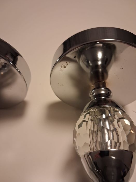 Świeczniki srebrne z kryształowymi kulami