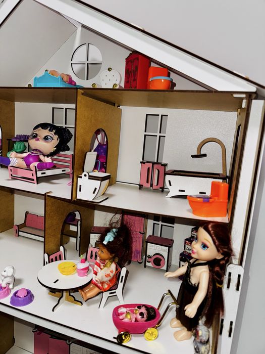 Деревʼяний ляльковий будинок великий дом для ляльок/лол/барбі