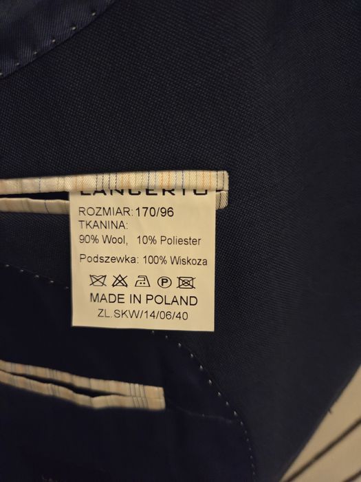 Garnitur niebieski wełniany 176/86 +/-  5 cm