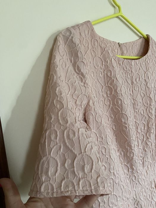 Sukienka pudrowy róż midi L/XL wesele komunia chrzciny elegancka