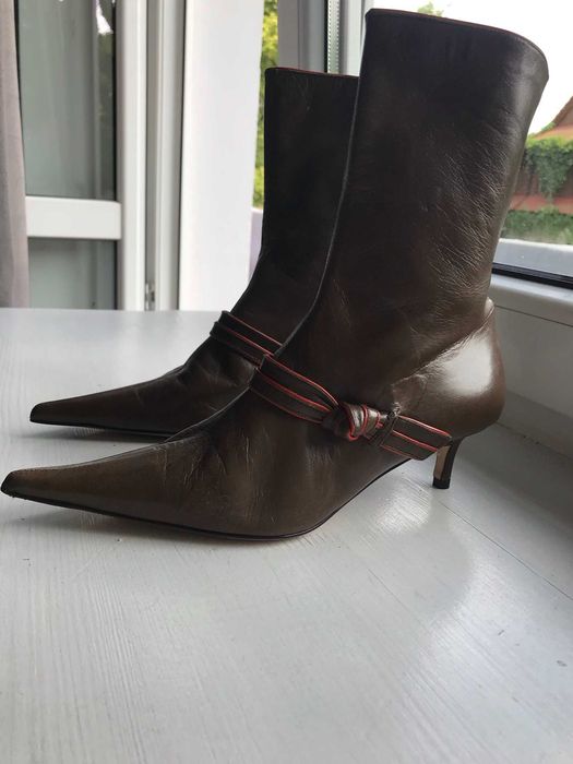 Studio Pollini 35,5 22,5 cm brązowe botki w szpic 90s 00s
