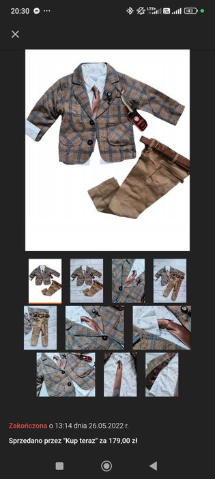 Chłopięce komplet garniturek marynarka i spodnie 104