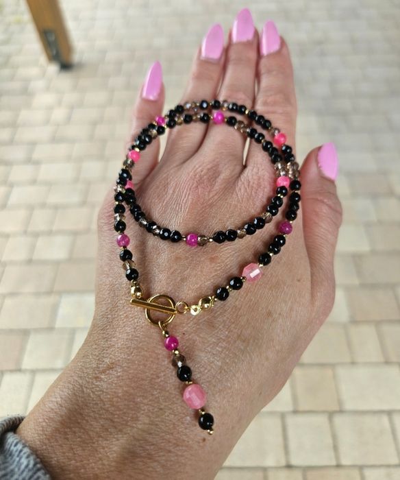 Naszyjnik Choker z Kamieni Naturalnych Agat Jadeit Kwarc Hematyt