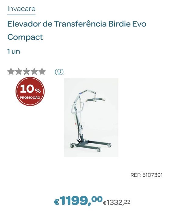 Grua INVACARE 2 semanas de uso