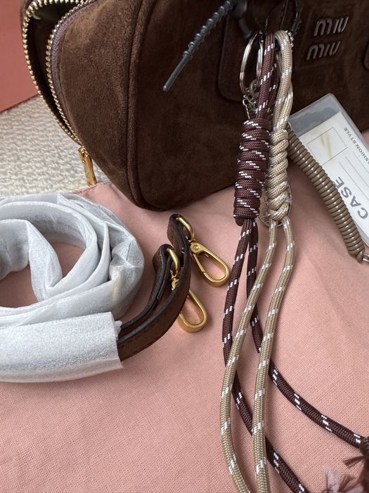 Torebka zamszowa Miu! Brelok GRATIS! OD RĘKI!Skóra!Pudełko+worek