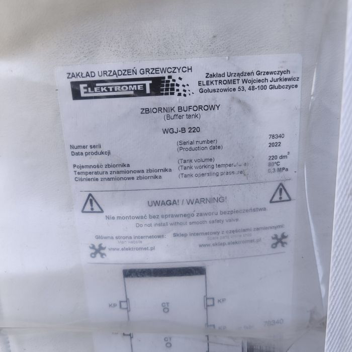 Bufor elektromet 220 litrów