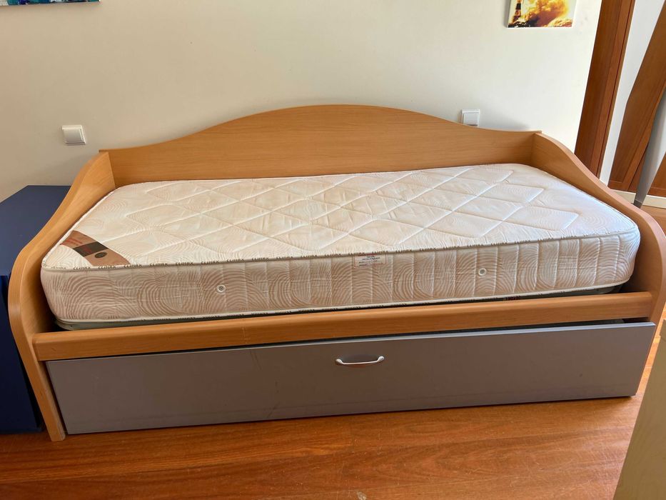 Cama Ninho de Solteiro (2 em 1) + Móvel de Cabeceira Juvenil