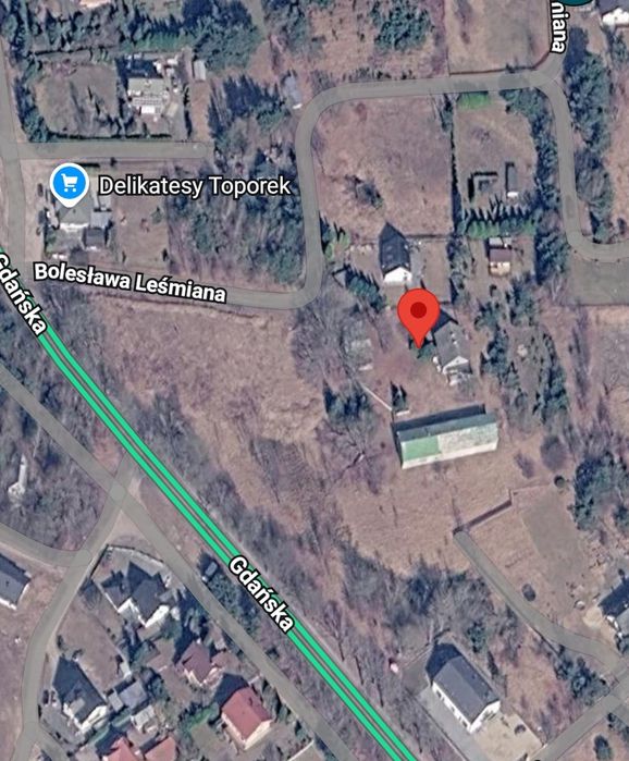 Do wynajęcia ogrodzona działka usługowa 2000 m² z 2 budynkami gosp.– Kamień, gmina Szemud