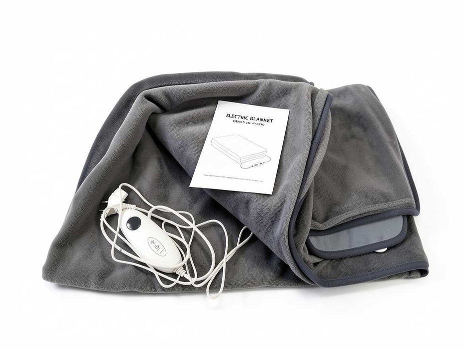 V098 Koc Elektryczny Maty Grzewczej Heizdecke EU-HB2410 Flanelowy Szary 130x160cm 160W Z Pilotem 6 Poziomów Grzania Timer 9H