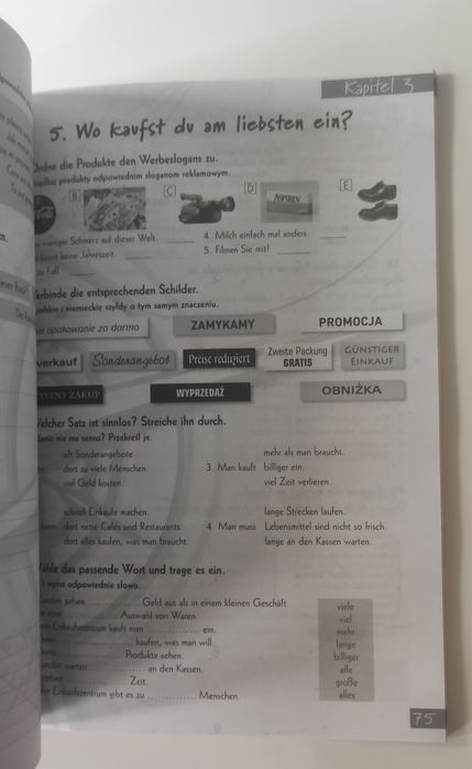 Książki do niemieckiego (Kompass 3, und so weiter, aha!, Hier und da)