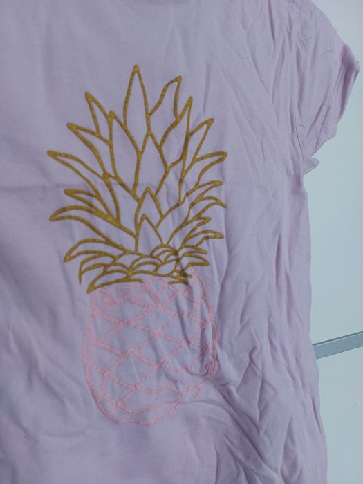 Top koszulka bluzka fioletowa ananas bawełna 134 8 9 lat primark