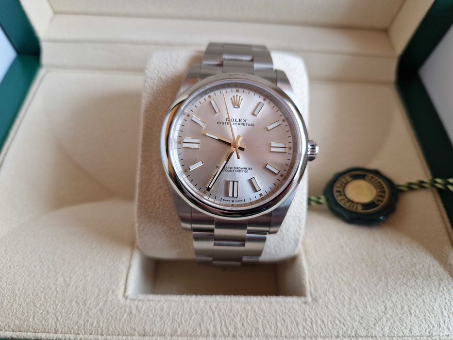 Rolex Oyster Perpetual 41mm NEW 2023r Silver stan 10/10.