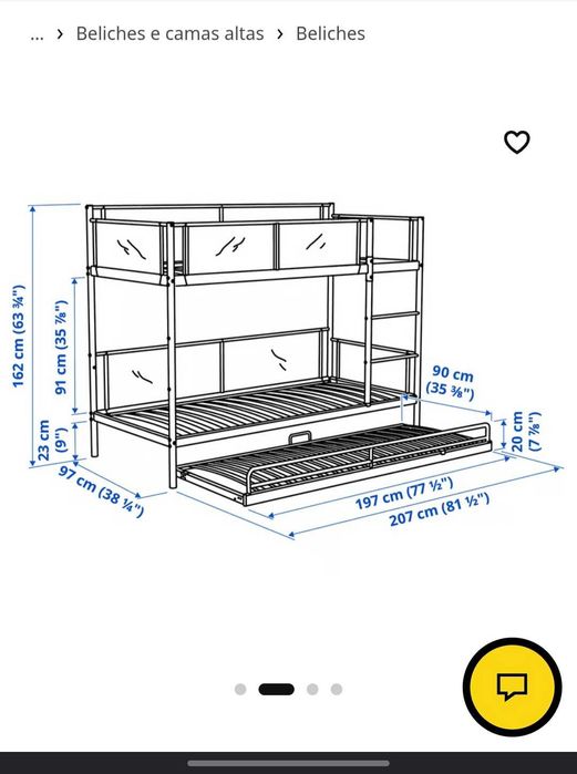 Beliche Vitval Ikea 3 camas e colchões
